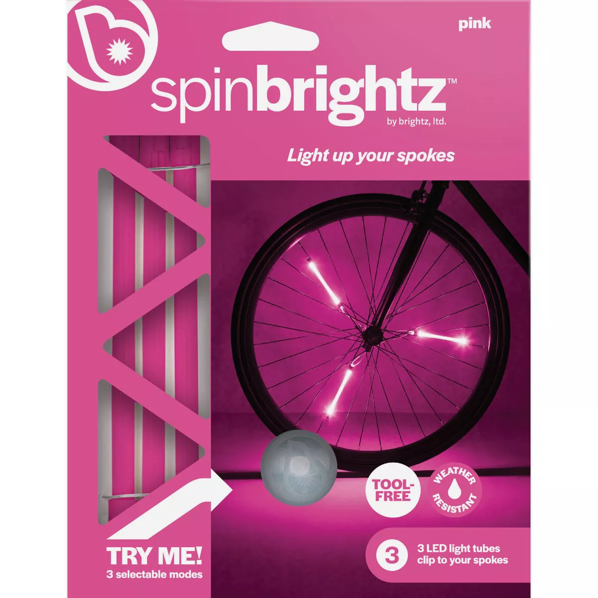 Brightz Spinbrightz LED Pink Bicycle Wheel Tube Lights