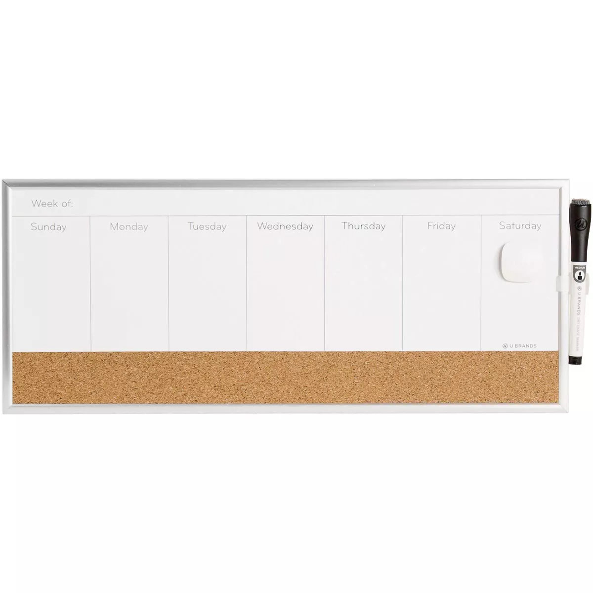 U Brands 7-1/2 In. x 18 In. Weekly Calendar Magnetic Dry-Erase Board