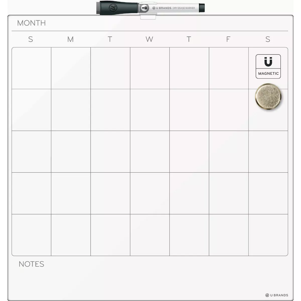 U Brands 14 In. x 14 In. Calendar Magnetic Dry-Erase Calendar Board