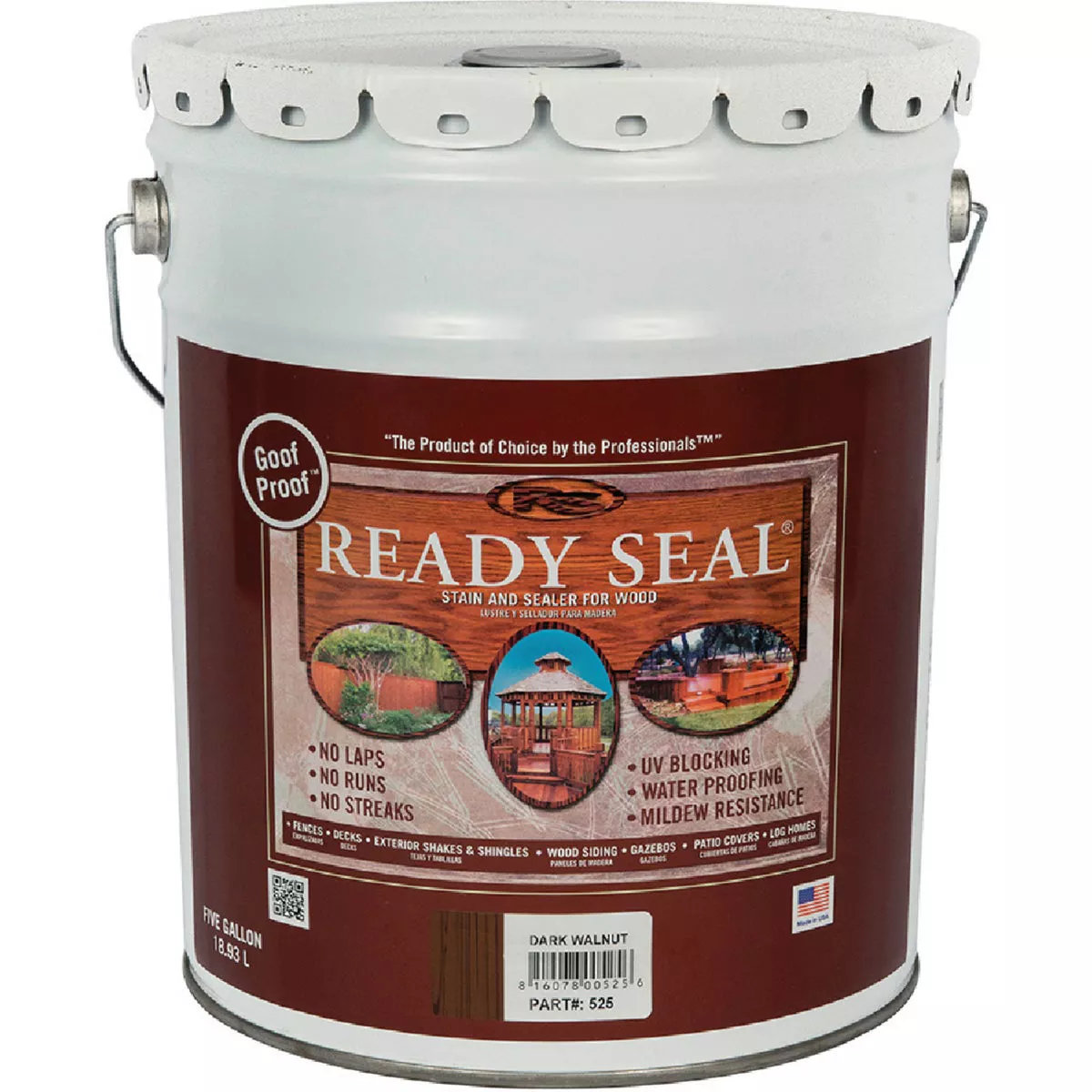 Ready Seal 5 Gal. Wood Stain & Sealer 250VOC, Dark Walnut