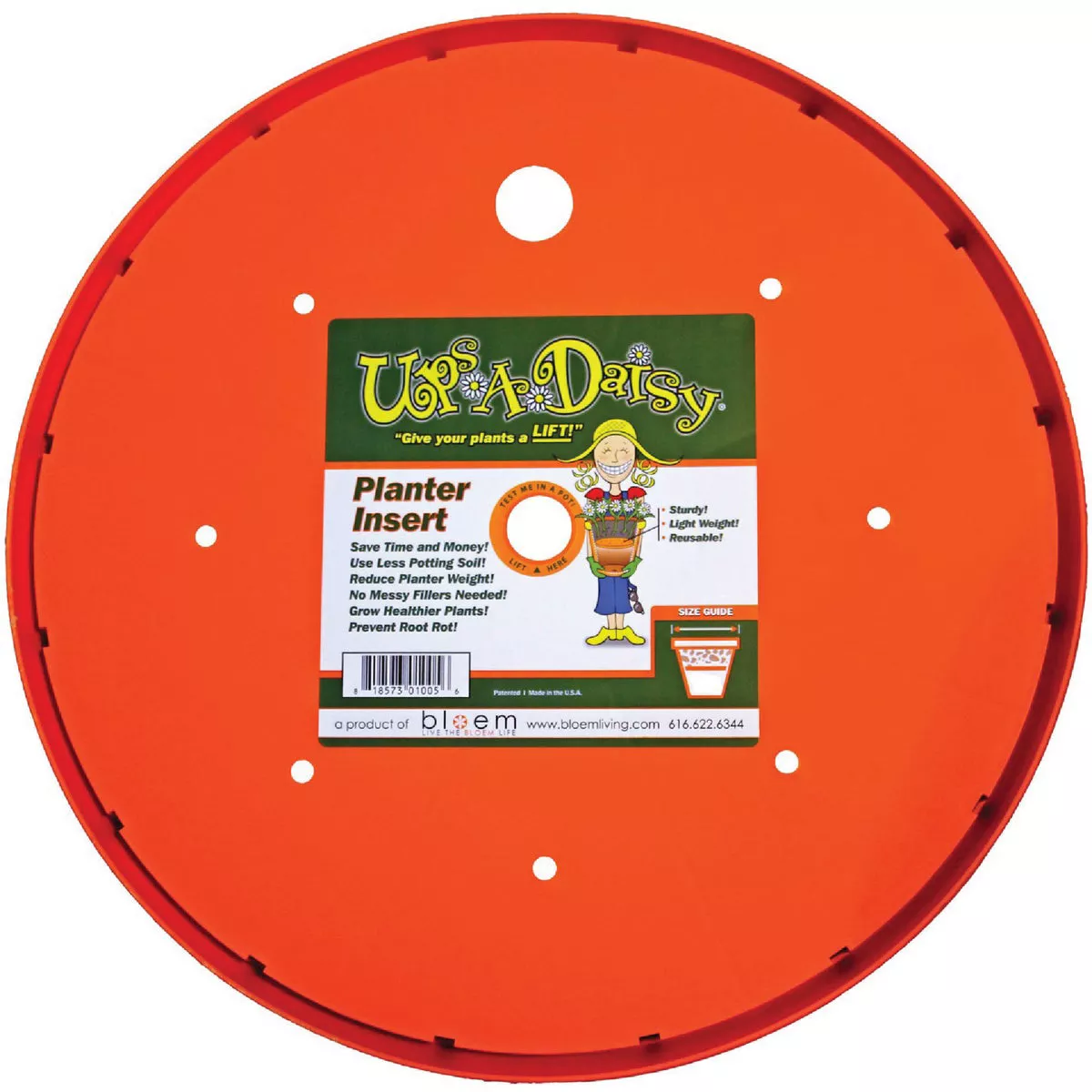 Bloem Ups-A-Daisy 0.75 In. x 10 In. High Density Plastic Orange Planter Insert