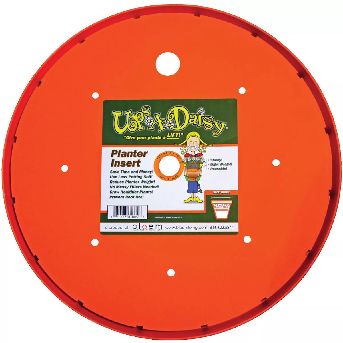 Bloem Ups-A-Daisy 1.25 In. x 16 In High Density Plastic Orange Planter Insert