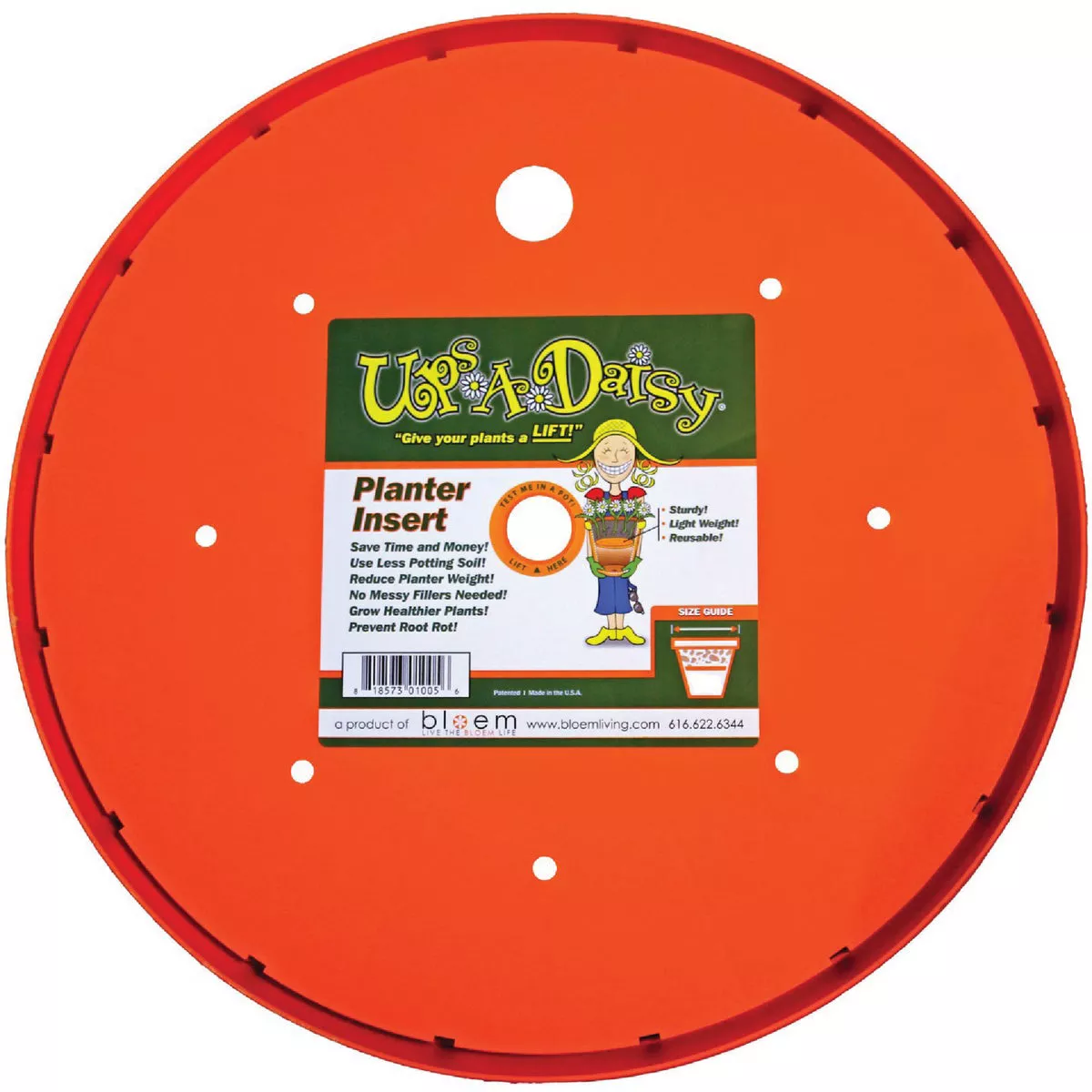 Bloem Ups-A-Daisy 1 In. x 13 In. High Density Plastic Orange Planter Insert