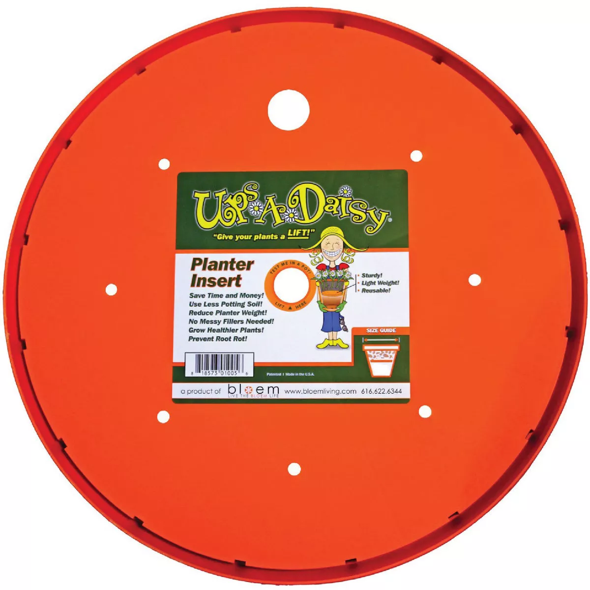 Bloem Ups-A-Daisy 1 In. x 14.75 In. High Density Plastic Orange Planter Insert