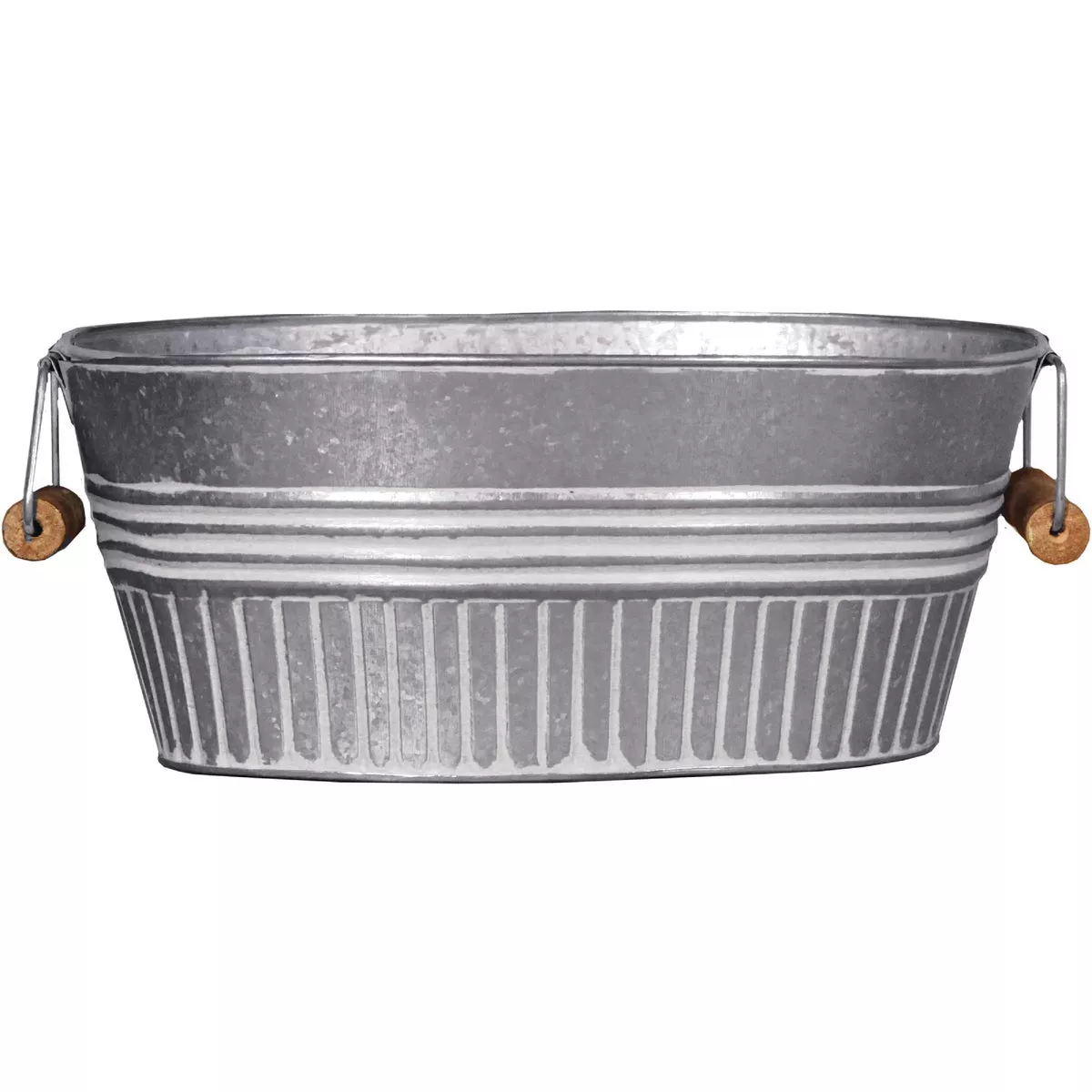 Robert Allen 6 In. x 9 In. x 14 In. Metal Galvanized White Wash Planter