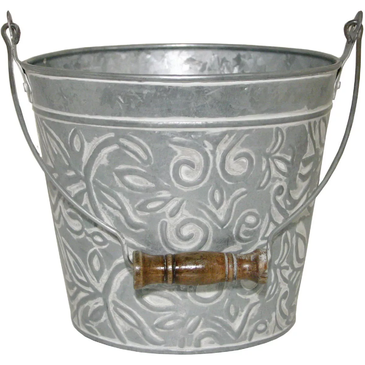 Robert Allen 9.75 In. x 11.75 In. x 11.75 In. Metal Galvanized w/White Wash Planter-