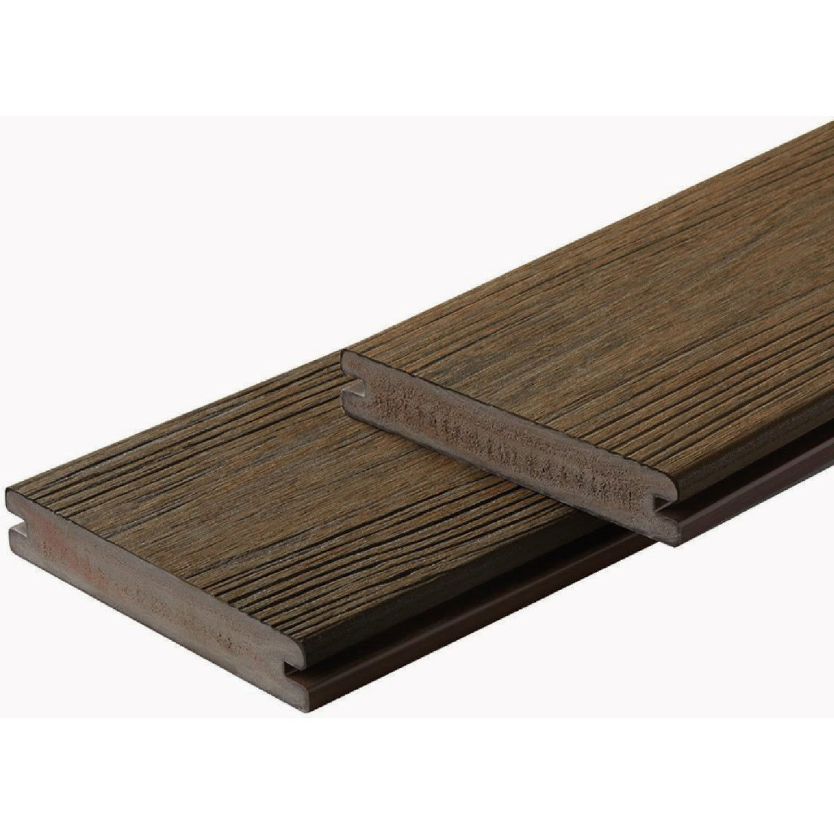 Apex 1 In. x 6 In. x 8 ft. Brazilian Teak Brown PVC Grooved Deck Boards ...