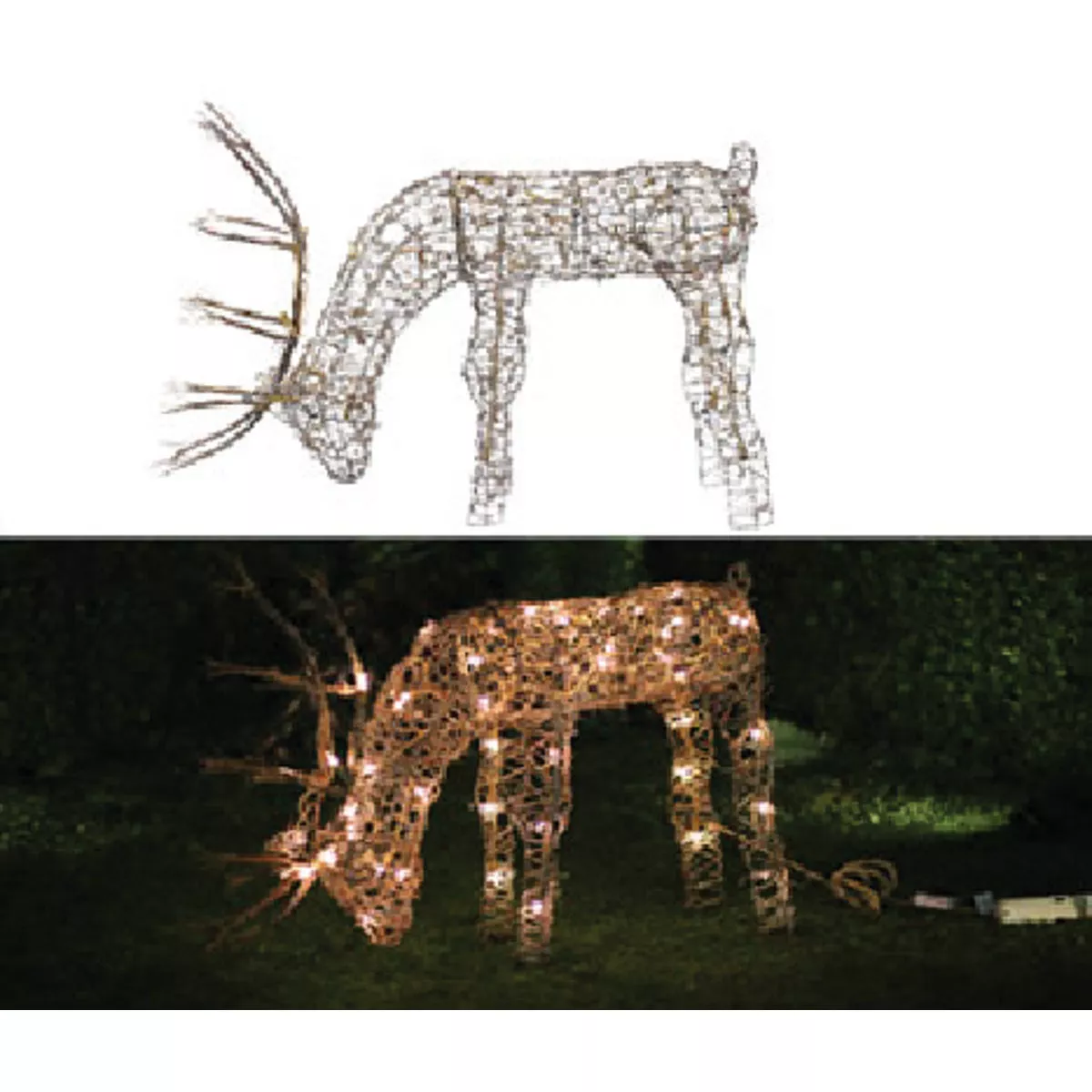 Alpine Rattan Grazing Reindeer with Halogen Lights