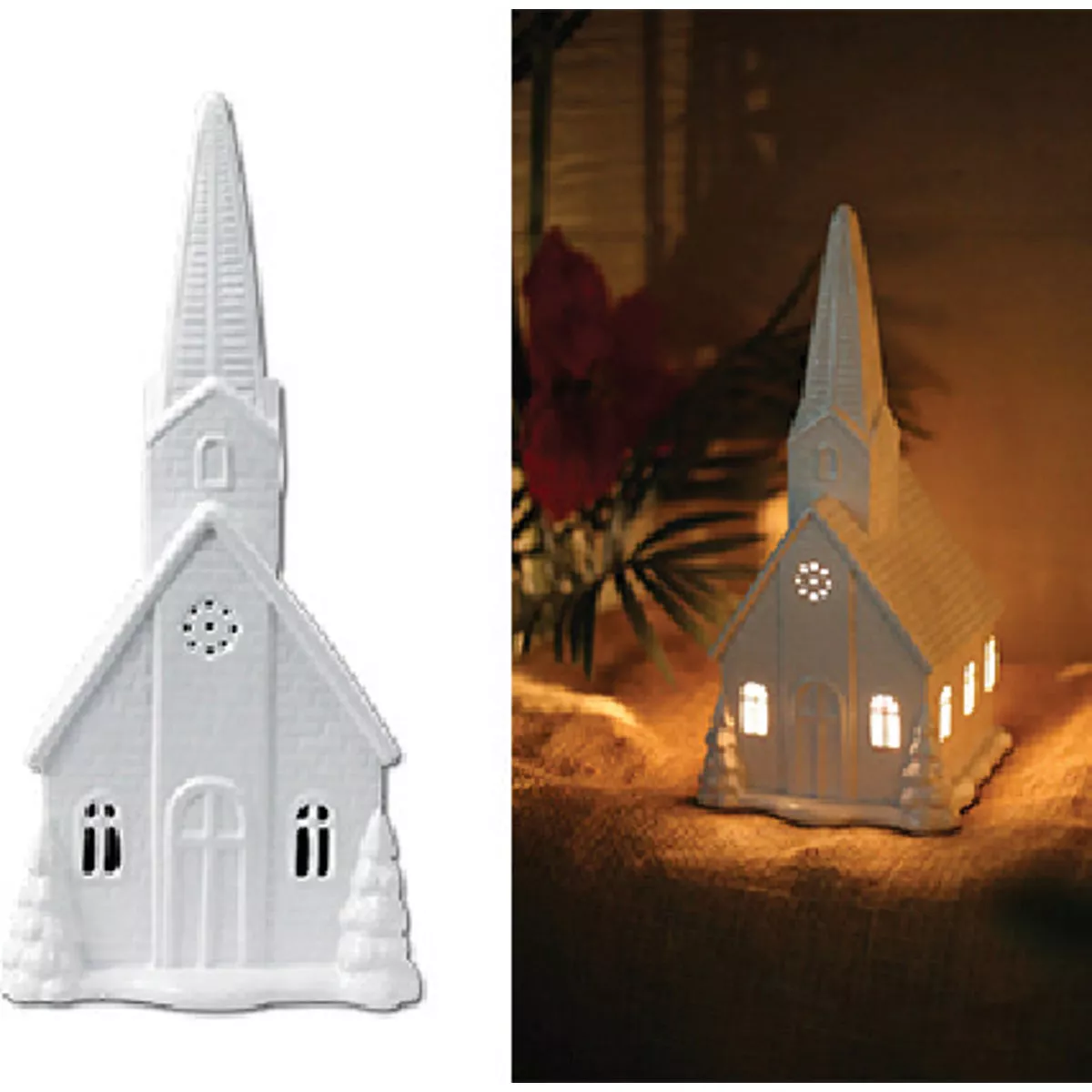 Alpine 13 In. White Ceramic Church Decoration
