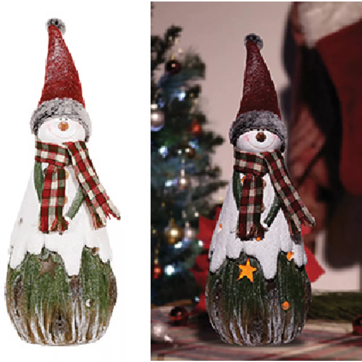Alpine Festive Christmas Snowman Candle Holder