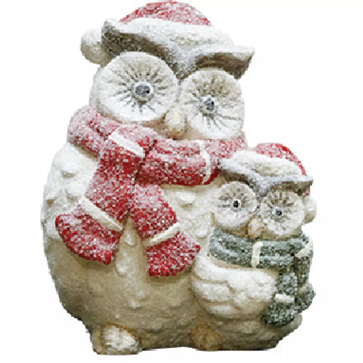 Alpine Winter Owl Family Statue
