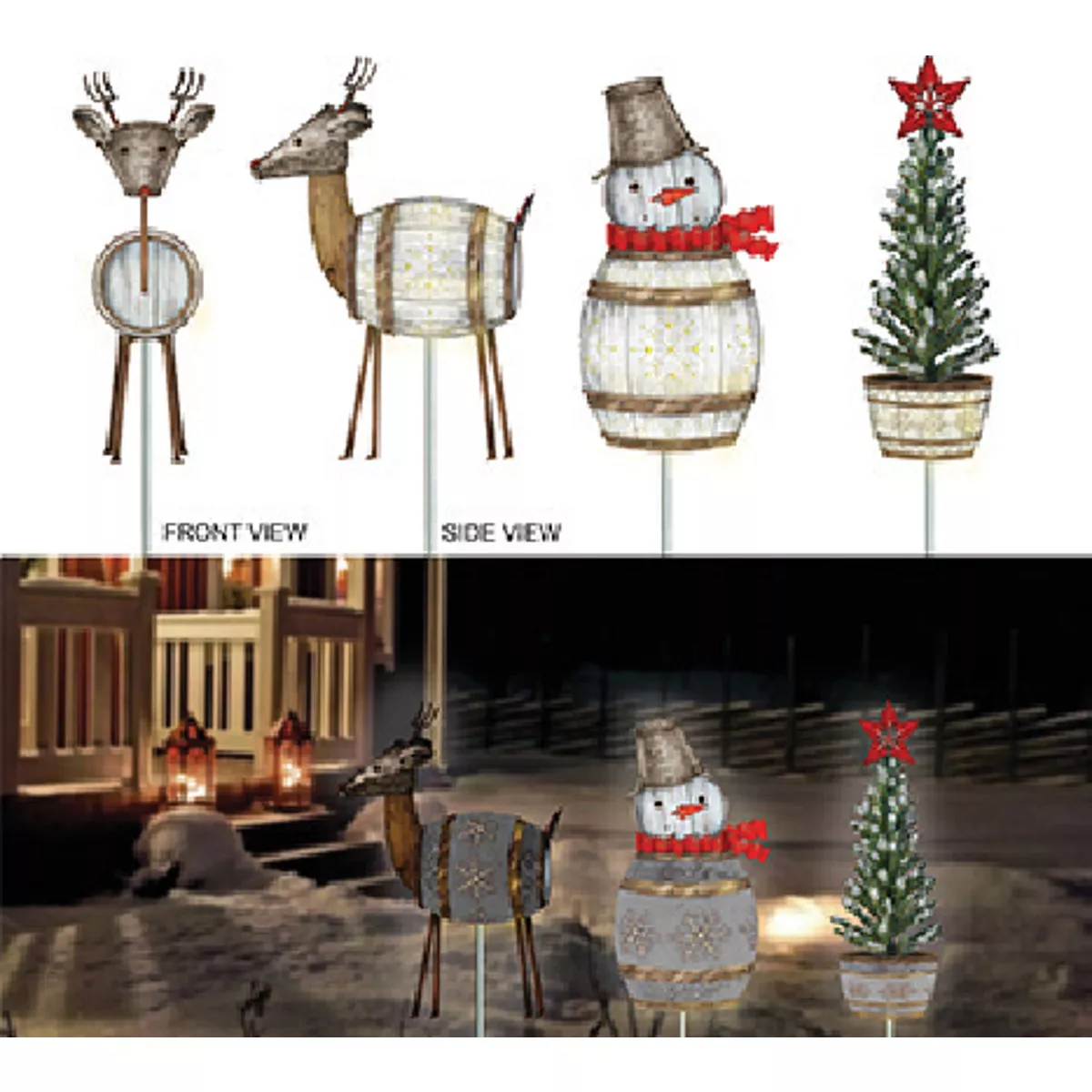 Alpine LED Snowflake Barrel Christmas Stake