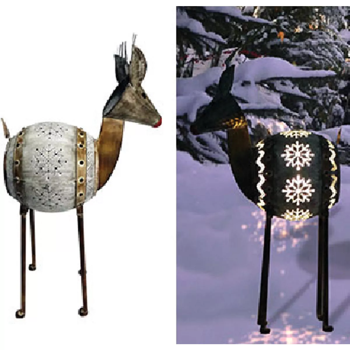 Alpine Warm White LED Weathered Barrel Reindeer