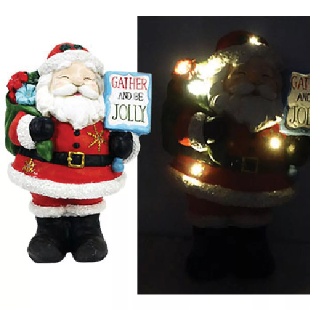 Alpine Solar Warm White LED Santa Decoration-