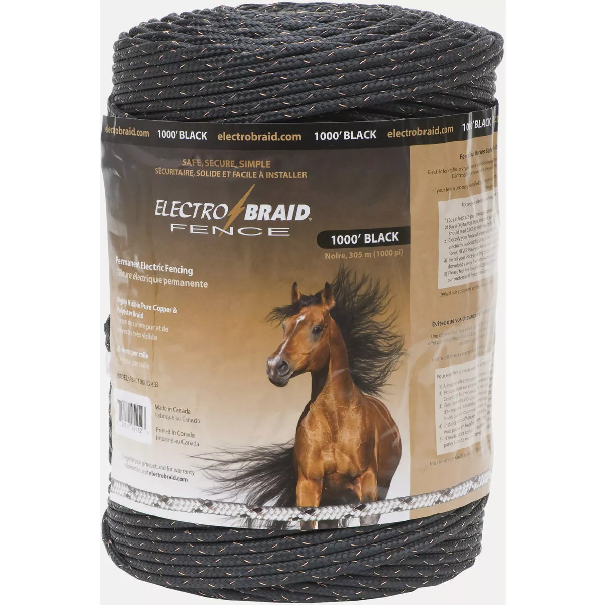 Zareba Systems ElectroBraid 1000 Ft. Black Electric Fence Wire