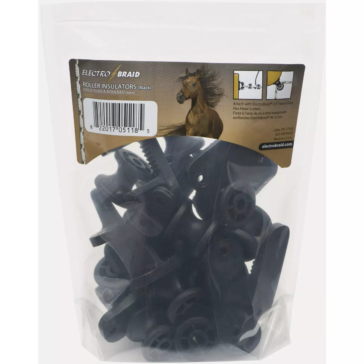 ElectroBraid Black Roller Post Insulators (10-Pack)