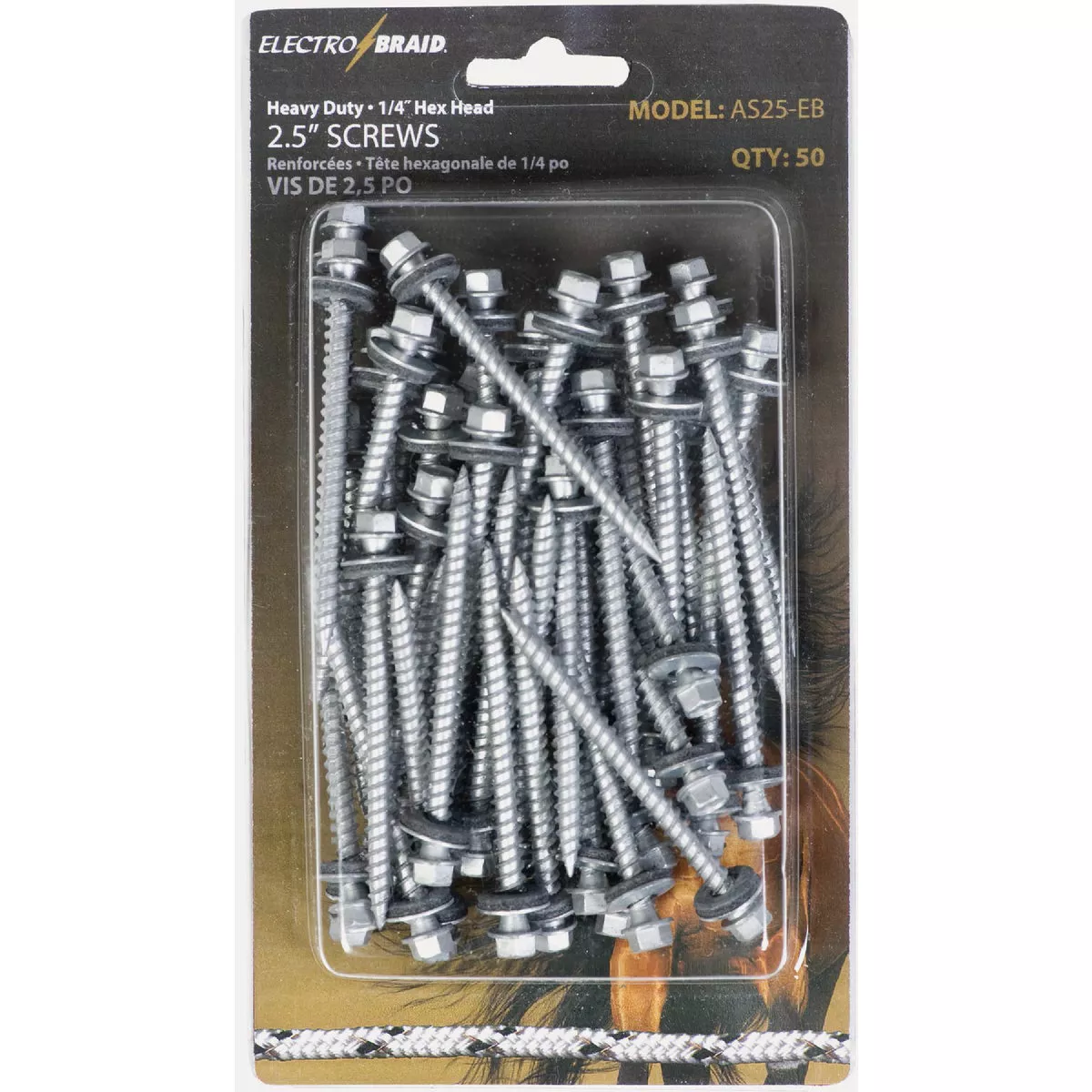 ElectroBraid Galvanized 2.5 In. Heavy-Duty Insulator Screw (50-Pack)