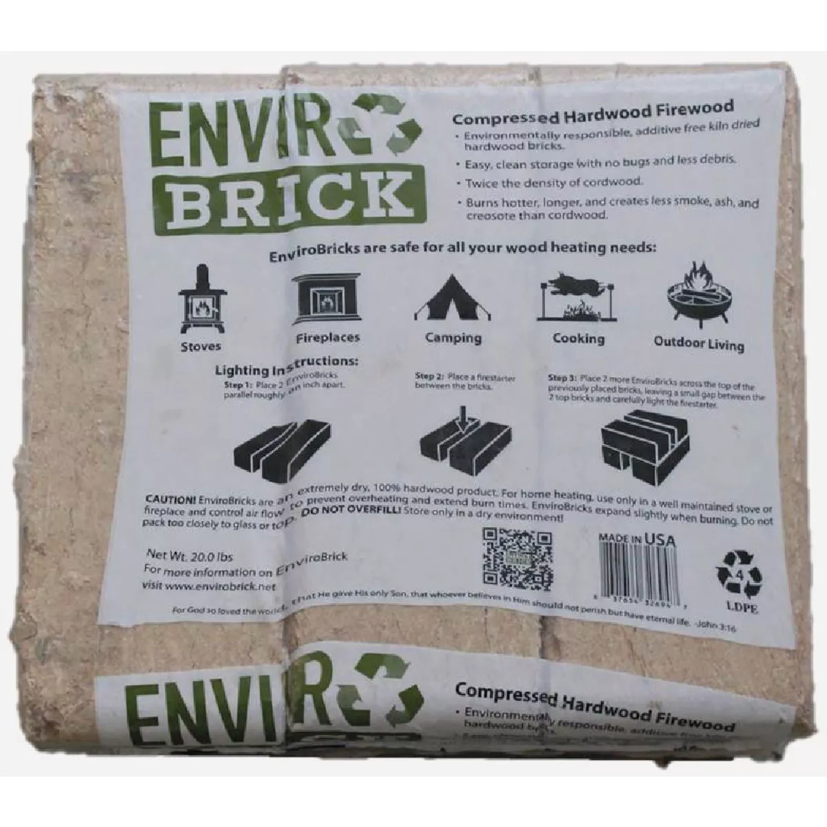 EnviroBrick Compressed Hardwood Firewood (6-Pack)