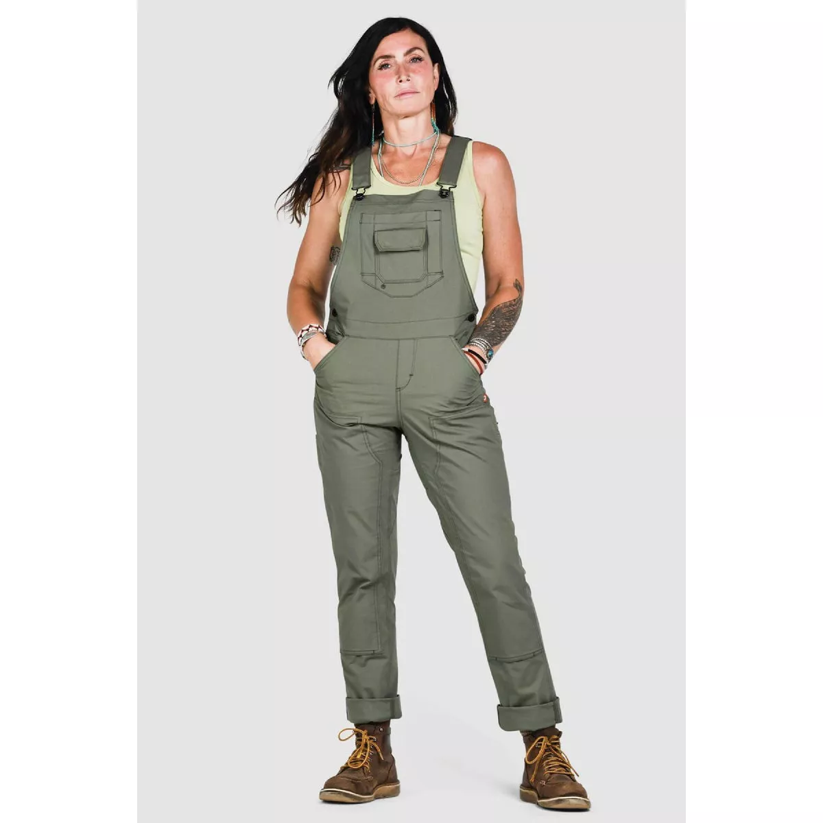 Dovetail Workwear Women's 6x32 Ultra Light Lichen Green Ripstop Freshley Overalls