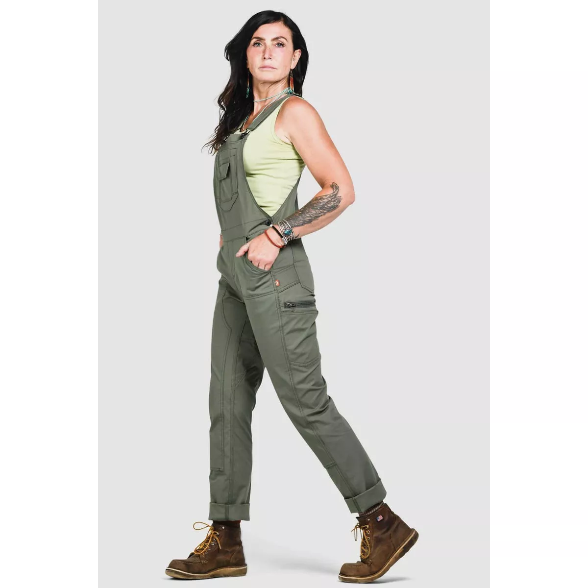 Dovetail Workwear Women's 8x30 Ultra Light Lichen Green Ripstop Freshley Overalls - photo 2