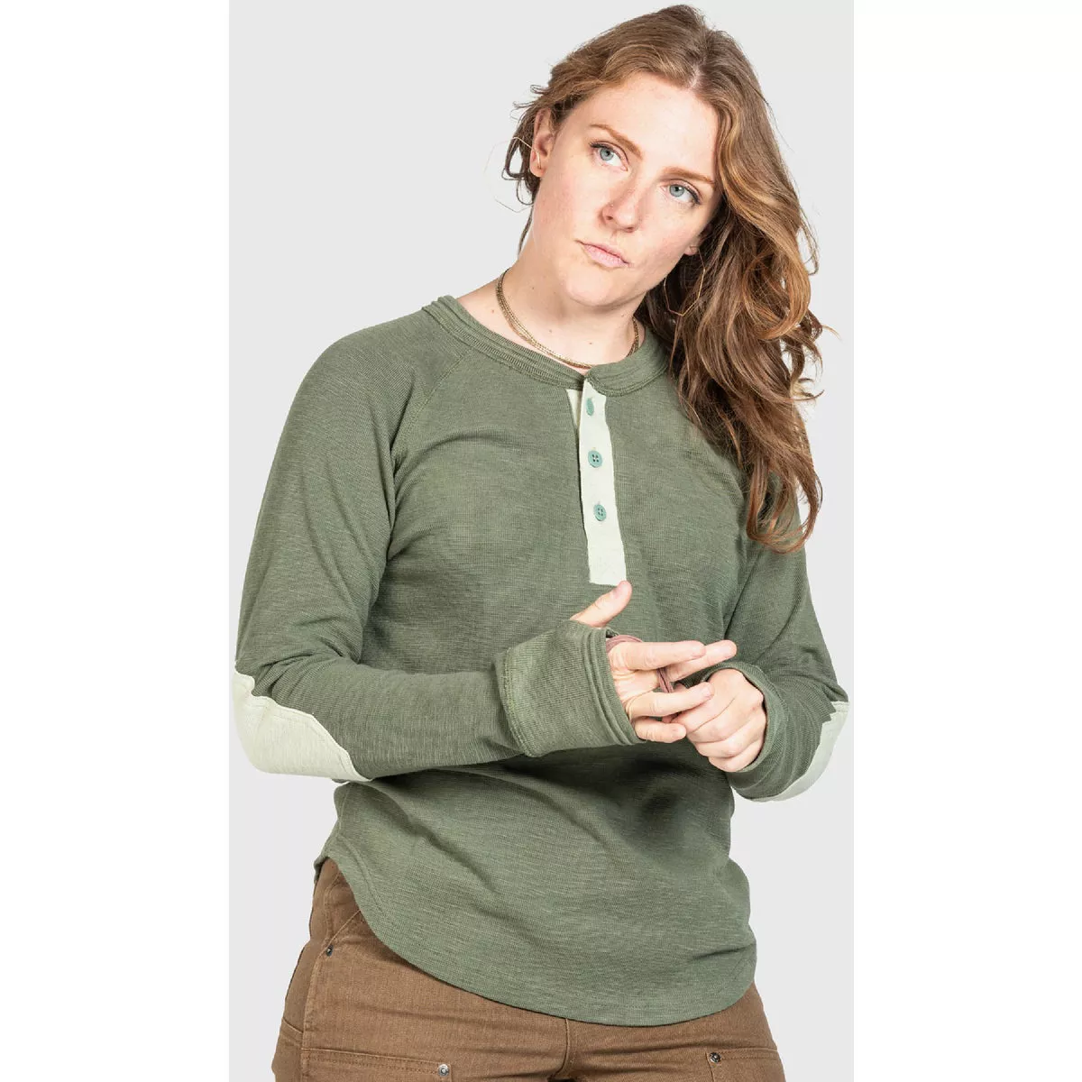 Dovetail Workwear Women's XXL Moss Green Rugged Thermal Henley