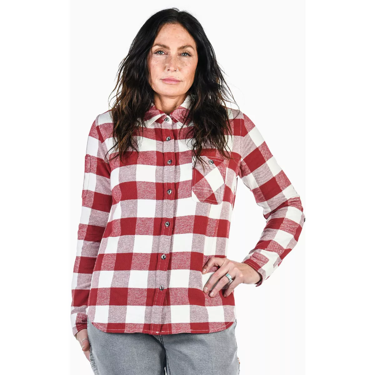 Dovetail Workwear Women's M Currant/Cream Chunky Buffalo Givens Stretch Flannel Work Shirt