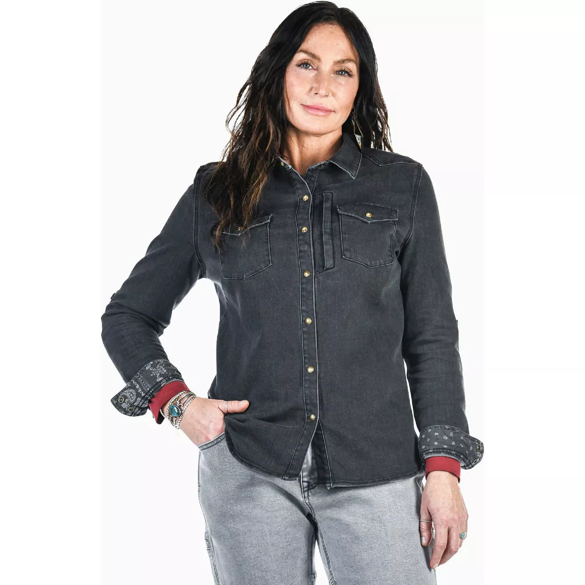 Dovetail Workwear Women's M Black Denim Zeller DX Work Shirt