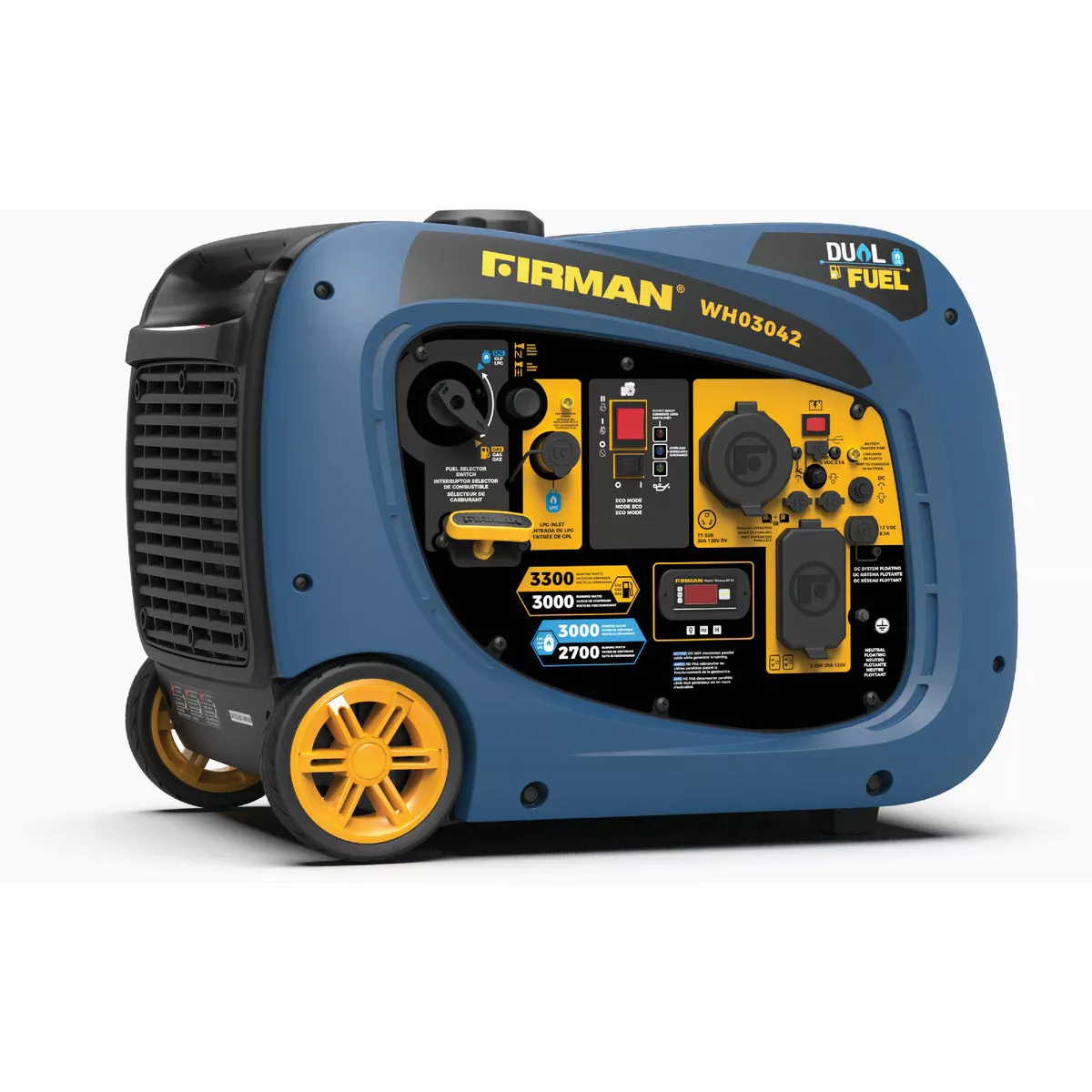 FIRMAN Inverter/Hybrid 3000W (Gas) / 2700W (LPG) Dual Fuel Recoil/Electric Start Parallel Ready Portable Inverter Generator (CARB & cETL Generator)