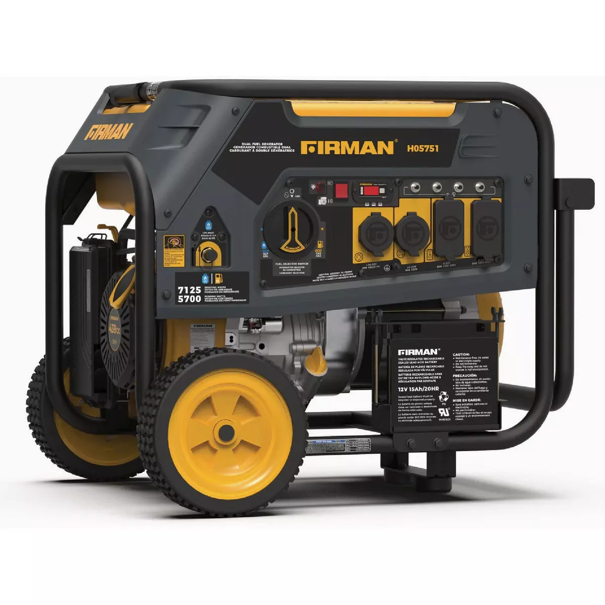 FIRMAN 5700W/7125W Dual Fuel Electric Start 120/240V Generator with Wheel Kit