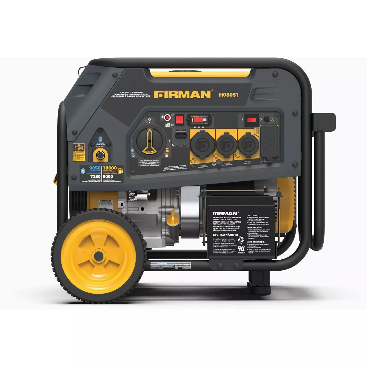 FIRMAN Hybrid 8000W (Gas) / 7250W (LPG) Dual Fuel Recoil/Electric Start Portable Generator (CARB Certified)