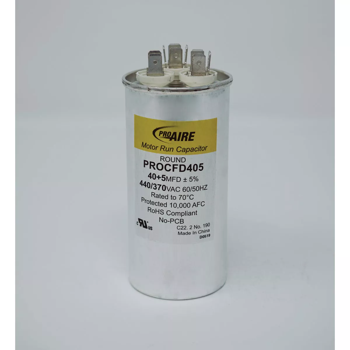 Perfect Aire ProAire Round Dual Run Capacitor MFD 40+5