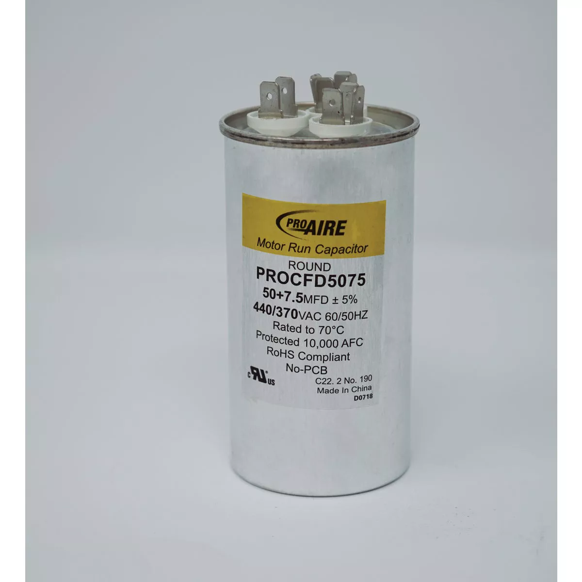 Perfect Aire ProAire Round Dual Run Capacitor MFD 50+7.5