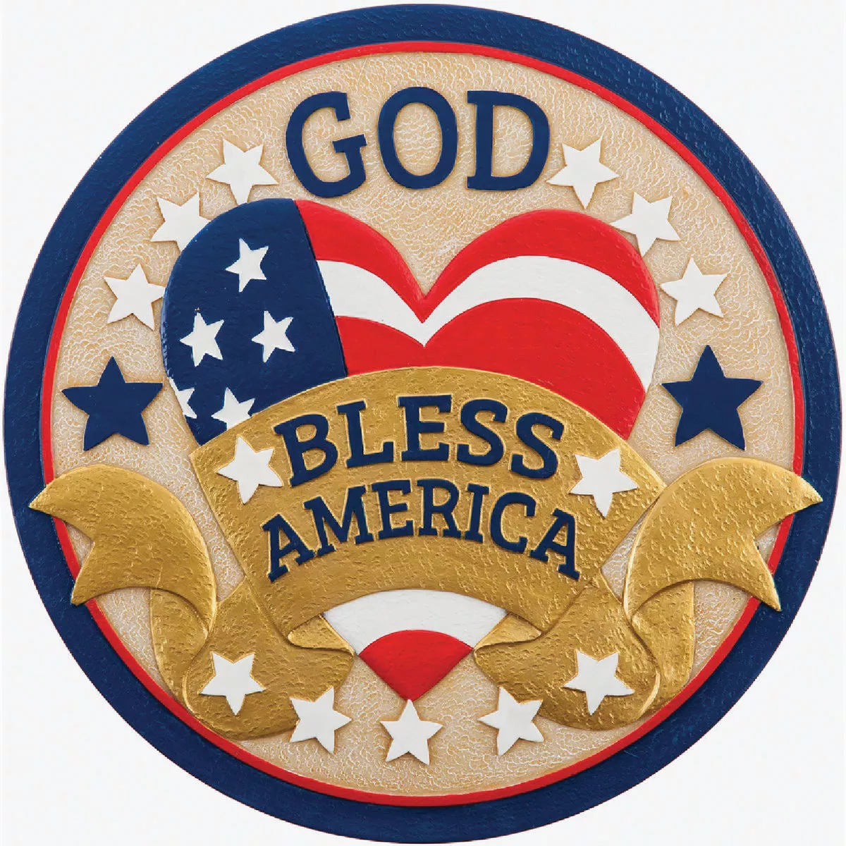 Evergreen 10 In. Dia Polyresin God Bless America Garden Stone