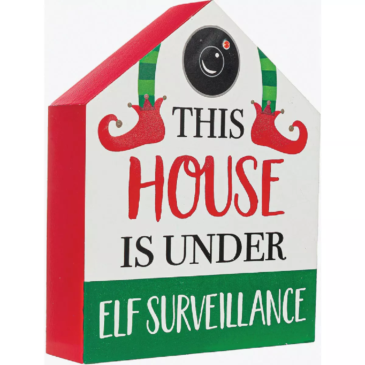 Evergreen LED Wood "This House is under Elf Surveillance" Table Decor