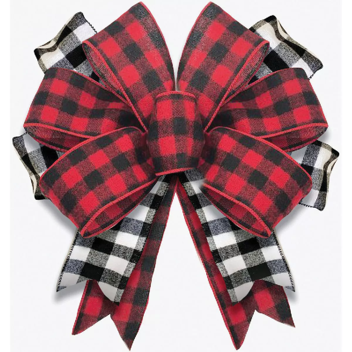 Evergreen Black & Red Buffalo Check Door Christmas Tag Bow