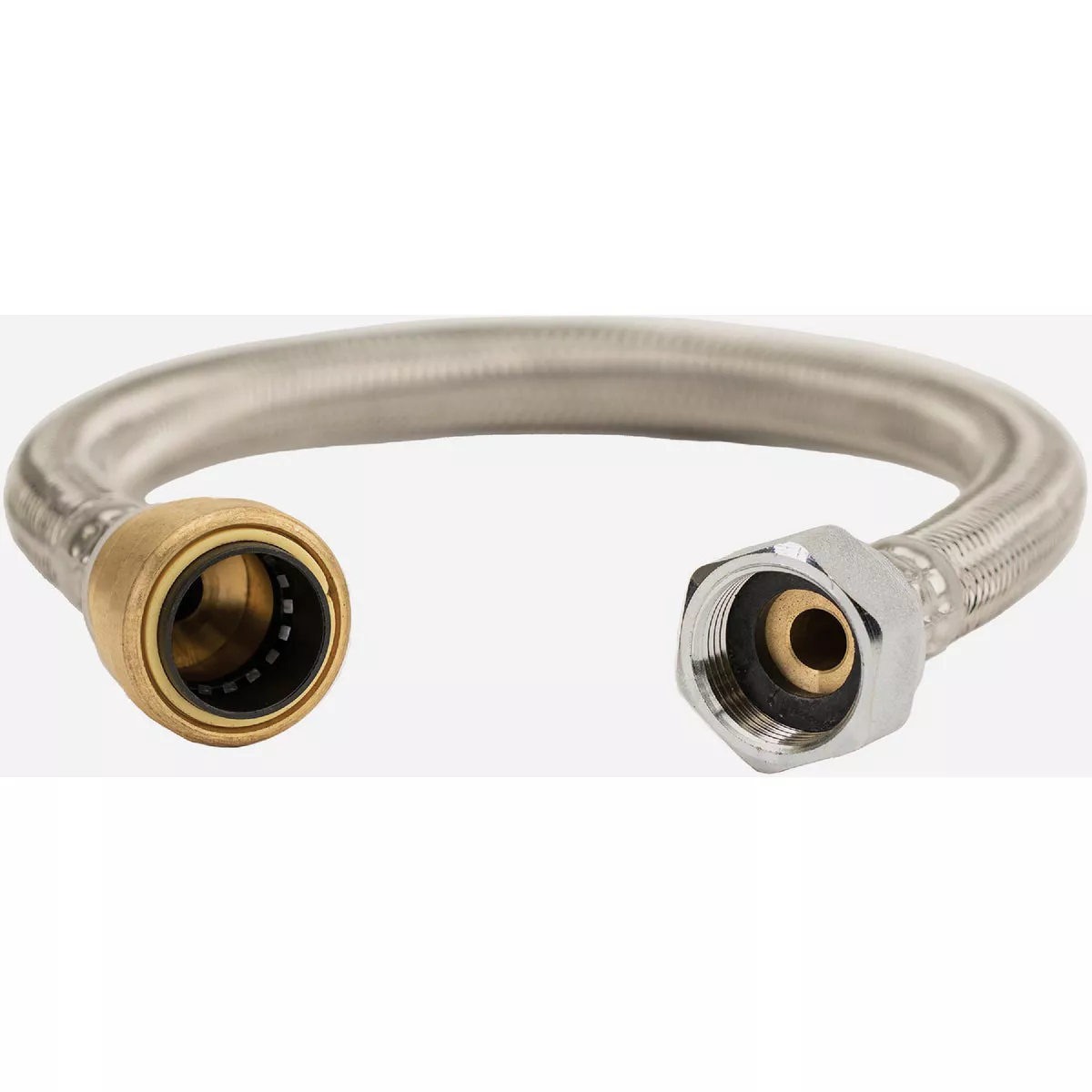 QuickFitting 3/4 In. Push-to-Connect x 3/4 In. FIP x 18 In. L. Braided Stainless Steel Water Heater Connector Hose