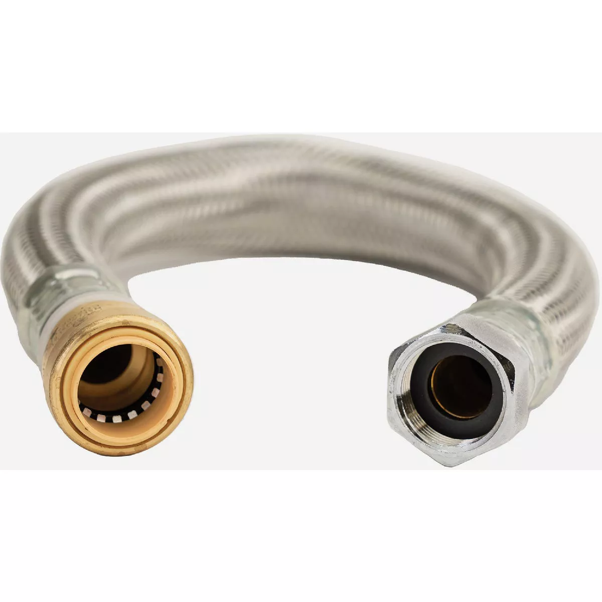 QuickFitting 3/4 In. Push-to-Connect x 3/4 In. FIP x 18 In. L. Full Port Braided Stainless Steel Water Heater Connector Hose