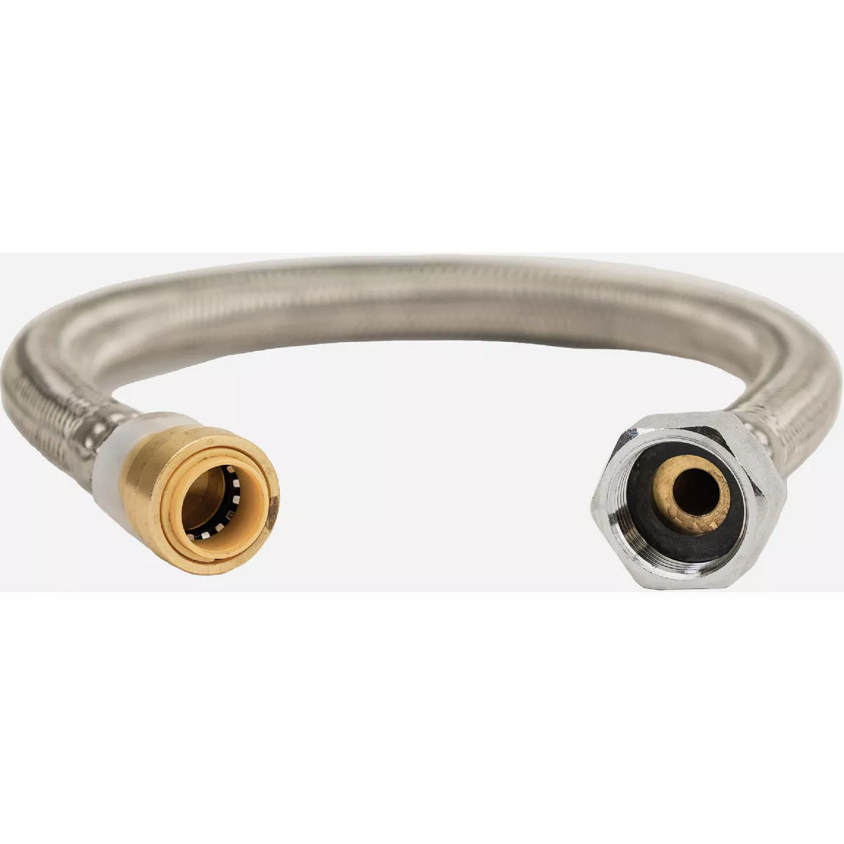 QuickFitting 1/2 In. Push-to-Connect x 3/4 In. FIP x 18 In. L. Braided Stainless Steel Water Heater Connector Hose