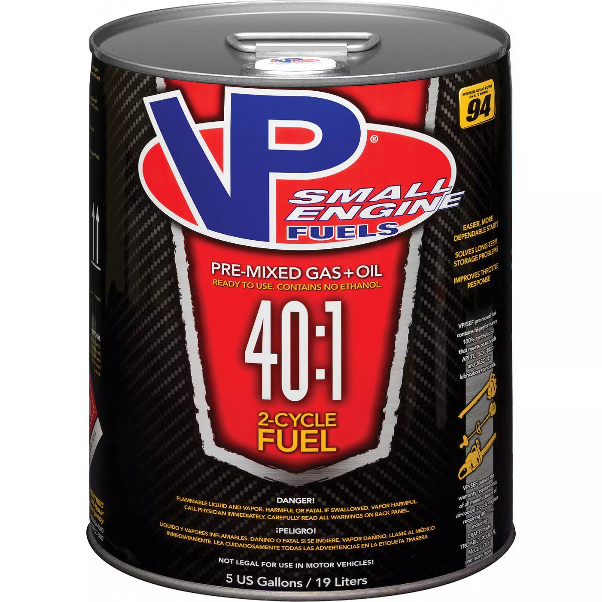 VP Small Engine Fuels 5 Gallon 40:1 Ethanol-Free Gas Oil & Gas Pre-Mix