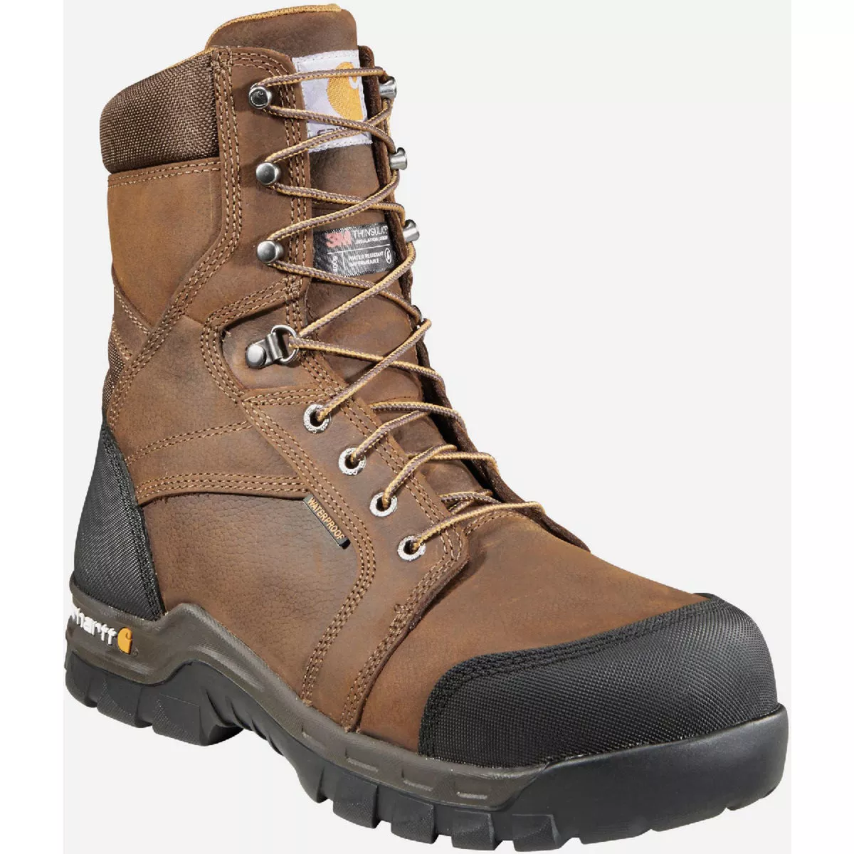 Carhartt Rugged Flex Men's Dark Brown Oil Tanned 8 In. Waterproof Insulated Composite Toe Work Boot, Size 9.5W