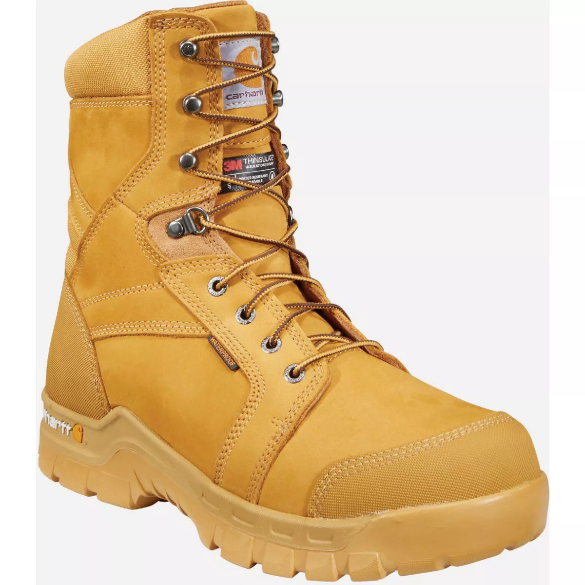Carhartt Rugged Flex Men's Wheat Nubuck 8 In. Waterproof Insulated Soft Toe Work Boot, Size 10.5W