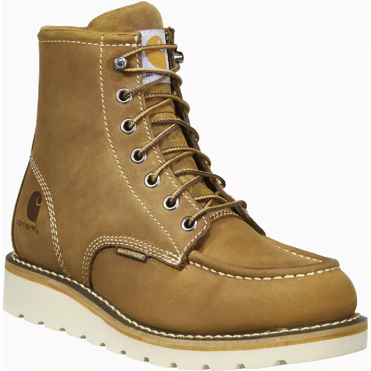 Carhartt Women's Brown Oil Tanned 6 In. Waterproof MOC Toe Wedge Boot, Size 6-