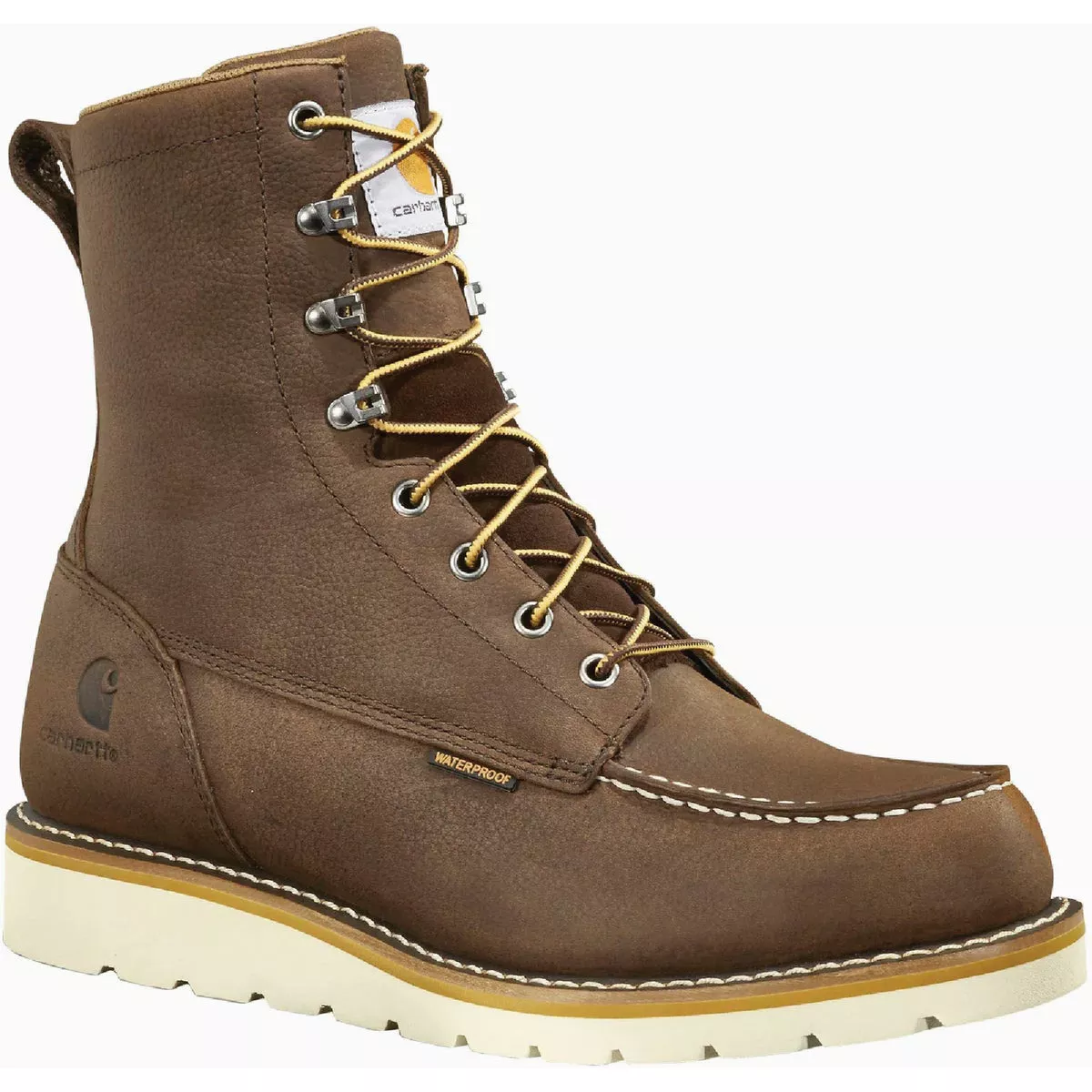 Carhartt Men's Dark Brown 8 In. Waterproof MOC Toe Wedge Boot, Size 11.5M