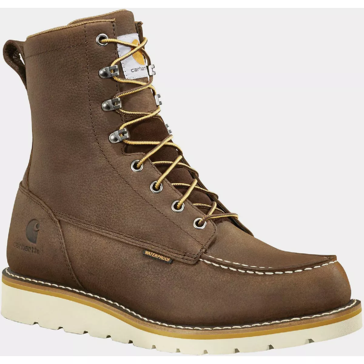 Carhartt Men's Dark Brown 8 In. Waterproof MOC Toe Wedge Boot, Size 12M