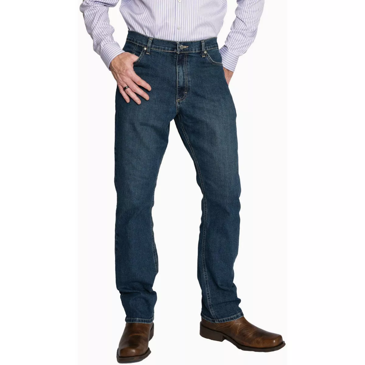 Full Blue 5-Pocket 34x34 Blue-Black Regular Fit Performance Stretch Denim Jeans