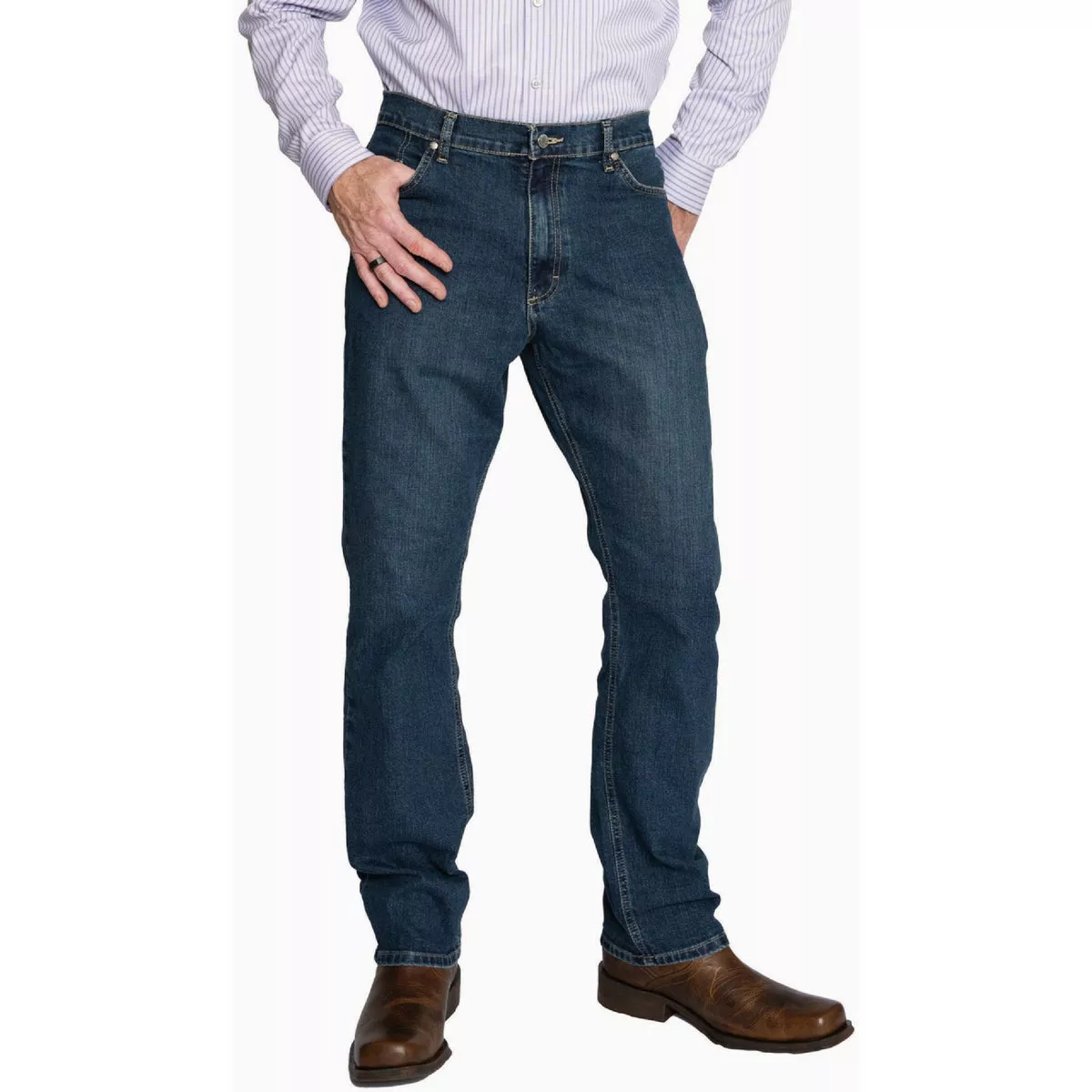 Full Blue 5-Pocket 34x36 Blue-Black Regular Fit Performance Stretch Denim Jeans