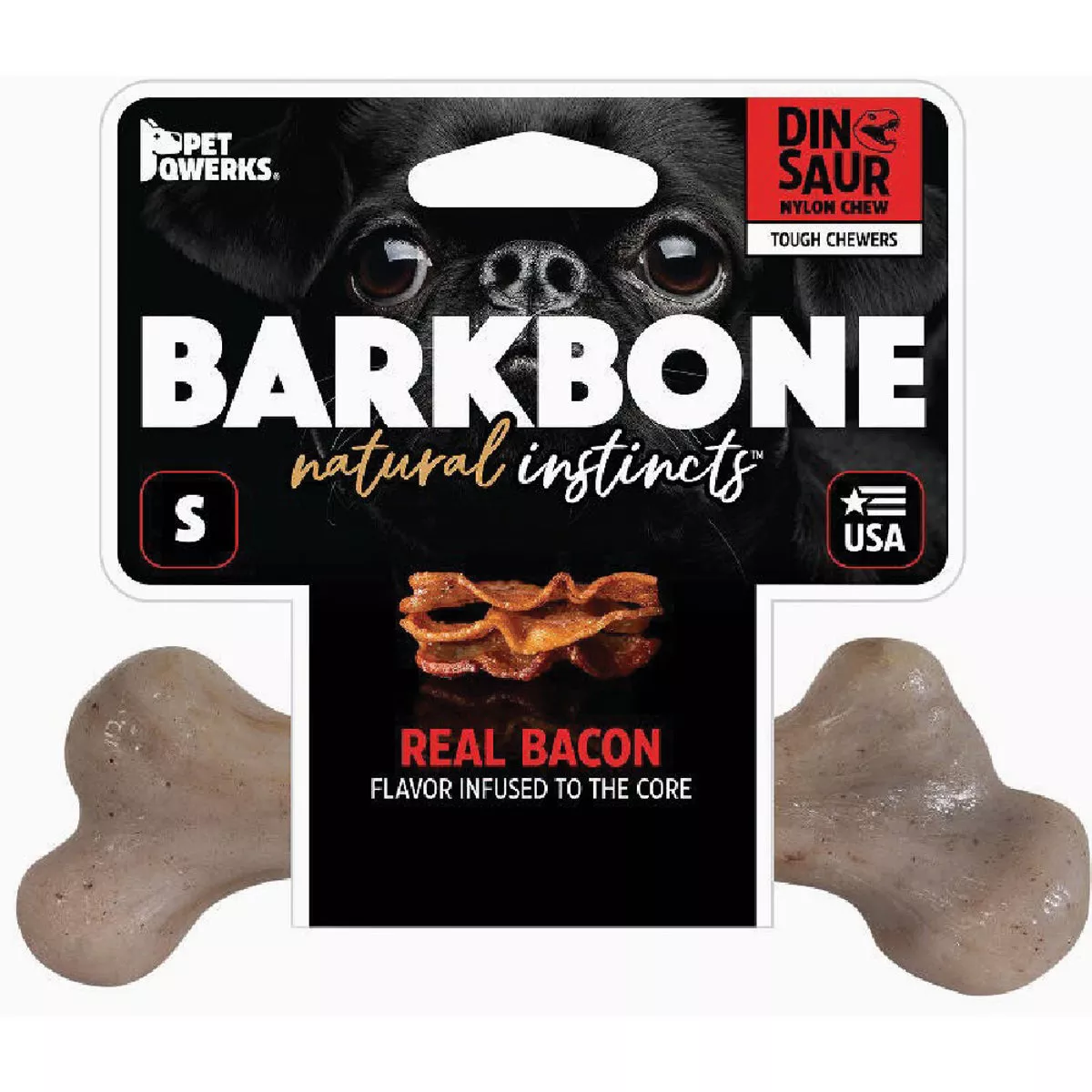 Pet Qwerks BarkBone Small Bacon Dog Bone