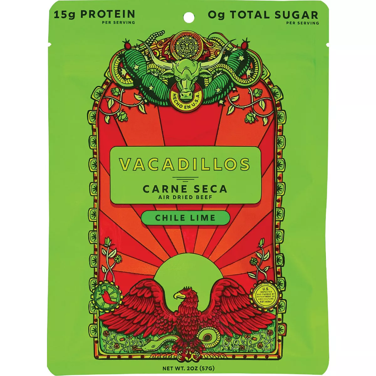 Vacadillos Carne Seca 2 Oz. Chile Lime Beef Jerky