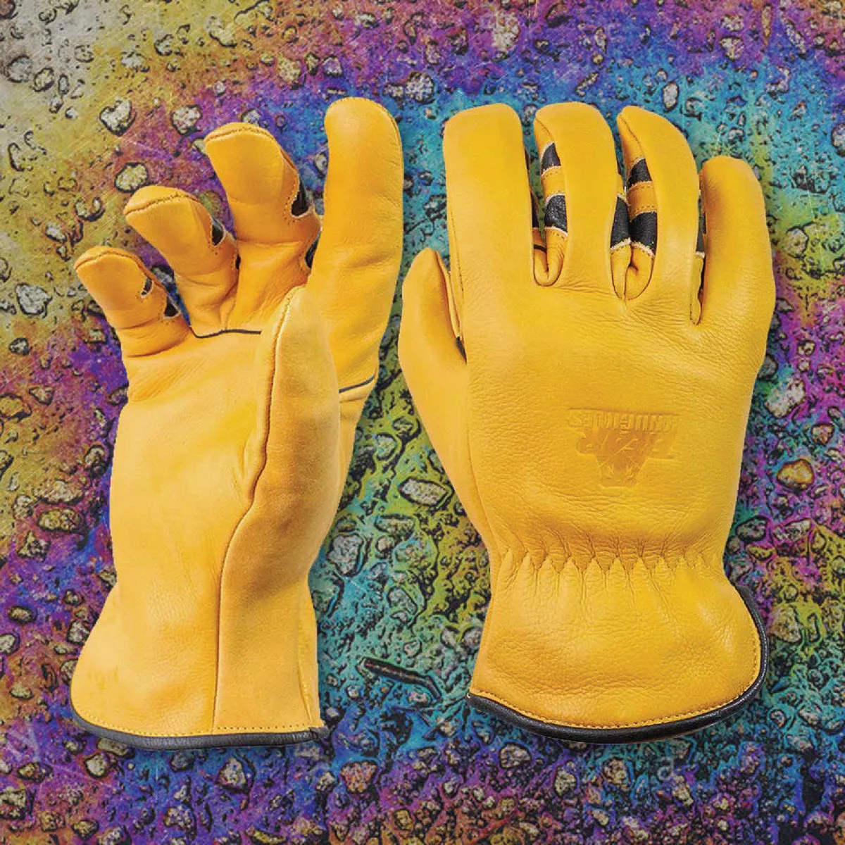 Bear Knuckles 2XL Oil Block & Water-Resistant Cowhide Driver Glove, Yellow, Precurved Finger Design