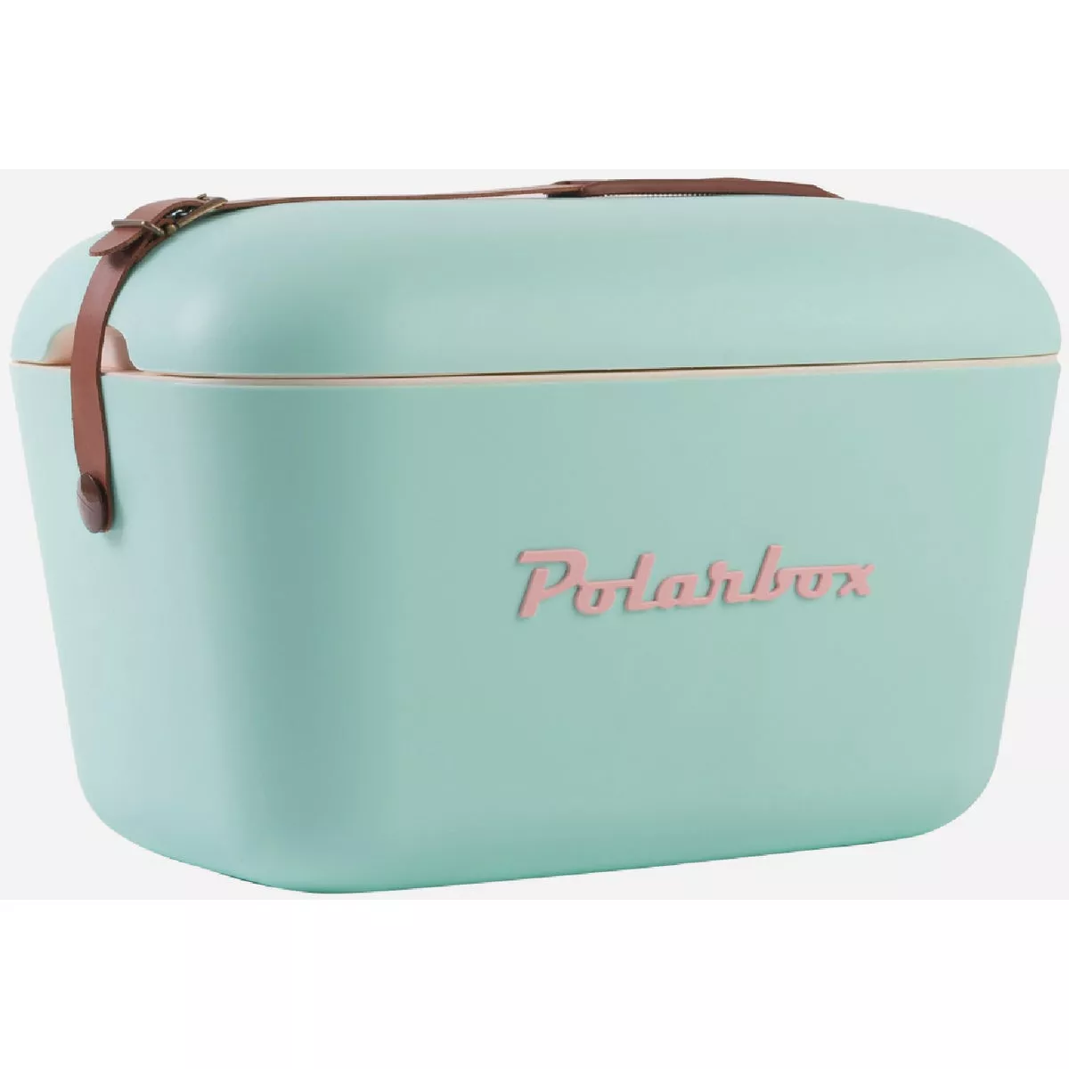 Polarbox Classic 21 Qt. Cyan with Brown Strap Chest Cooler